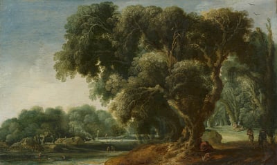 Fine art painting of large tree